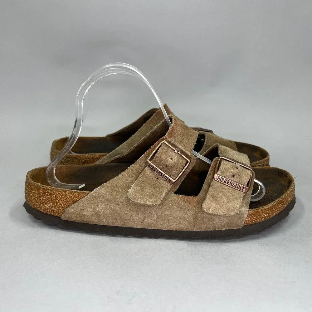 Birkenstock Men's Arizona Tan Suede Two Strap Sandals